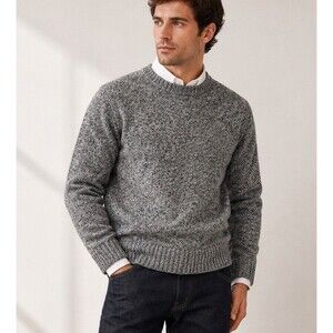 Blumarine Wool Blend Crewneck Sweater Men Sz XL Salt And Pepper Quite Lux NWOT